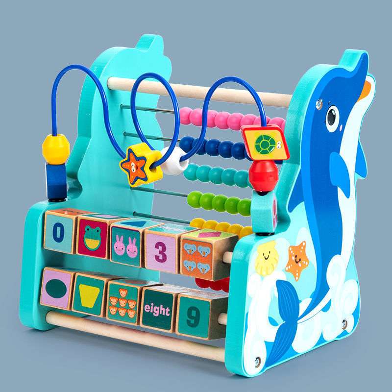 Multifunctional dolphin bead calculation stand children's early childhood education intelligence digital shape animal cognitive building blocks toys