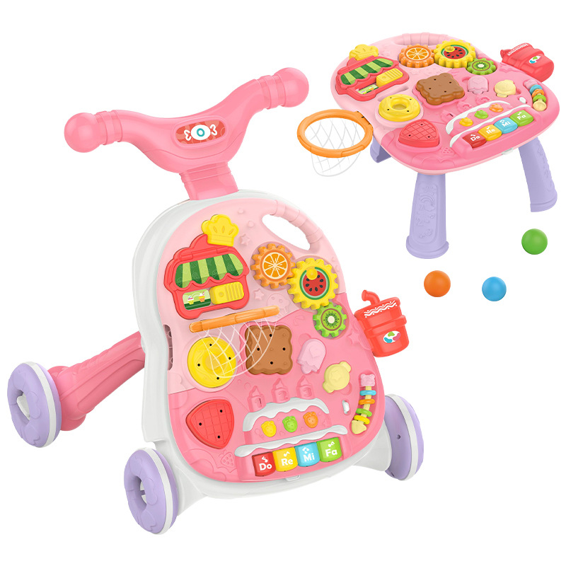 Hot selling five-in-one baby walker for infants and young children to help them learn to walk and prevent rollover with O-legs multifunctional trolley