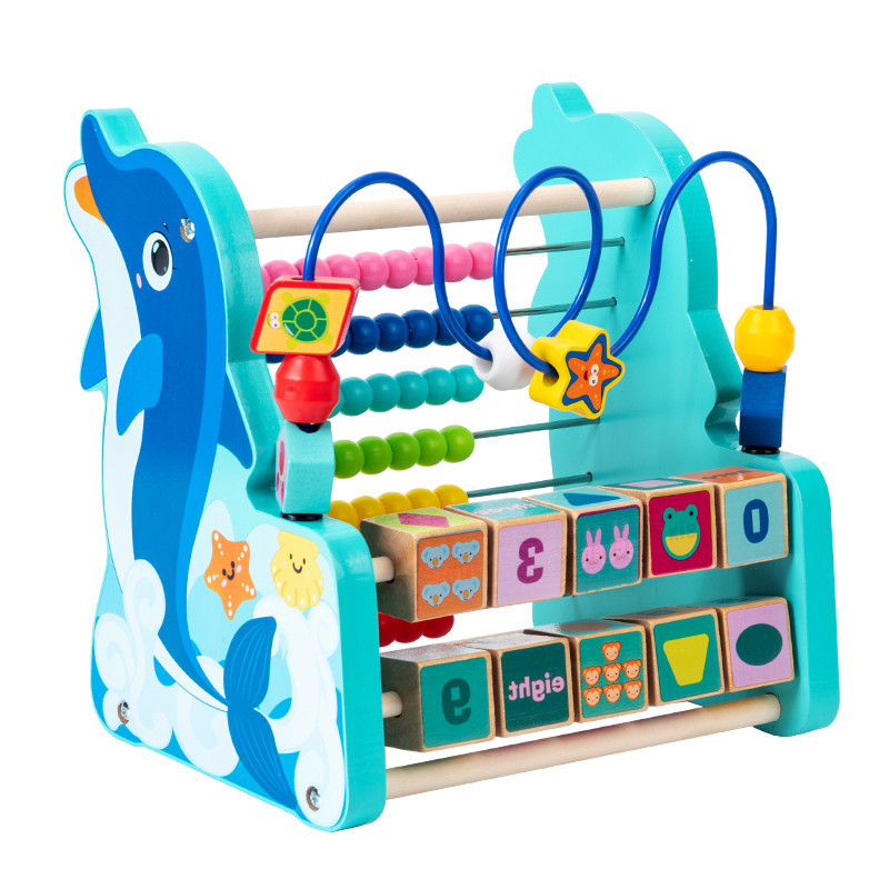 Multifunctional dolphin bead calculation stand children's early childhood education intelligence digital shape animal cognitive building blocks toys