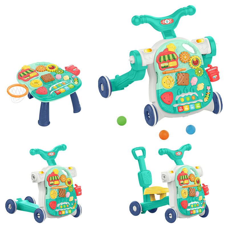 Hot selling five-in-one baby walker for infants and young children to help them learn to walk and prevent rollover with O-legs multifunctional trolley