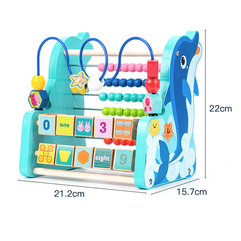 Multifunctional dolphin bead calculation stand children's early childhood education intelligence digital shape animal cognitive building blocks toys