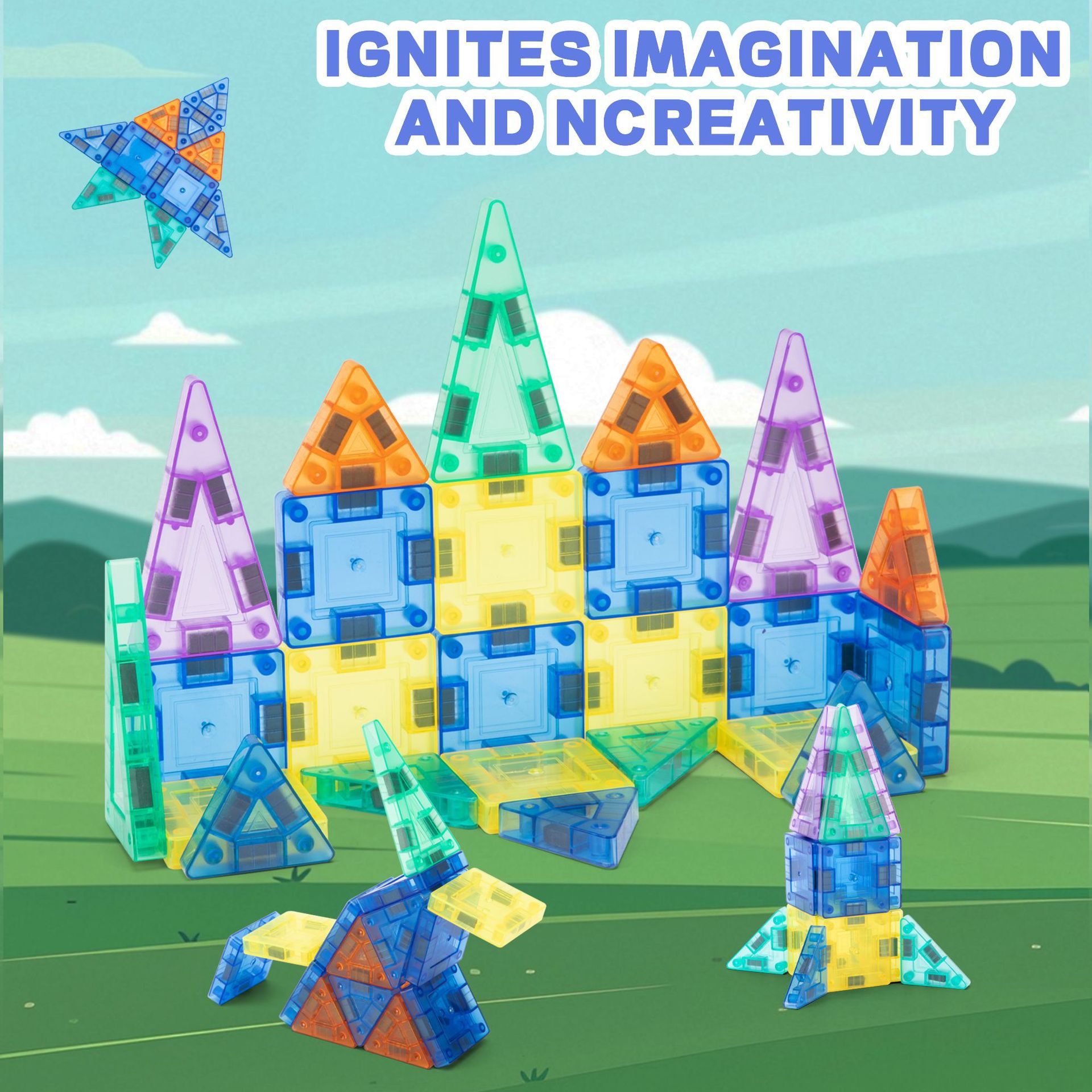 3.75cm Magnetic Tiles Portable Storage Colourful Window Magnetic Iron Box Set Magnetic Educational Toy