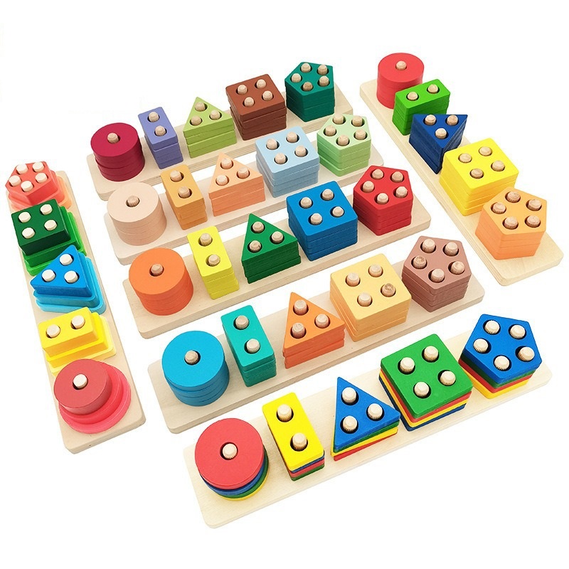 CE, EN71, CPC certified wooden pillar sets for children Montessori early childhood educational toys