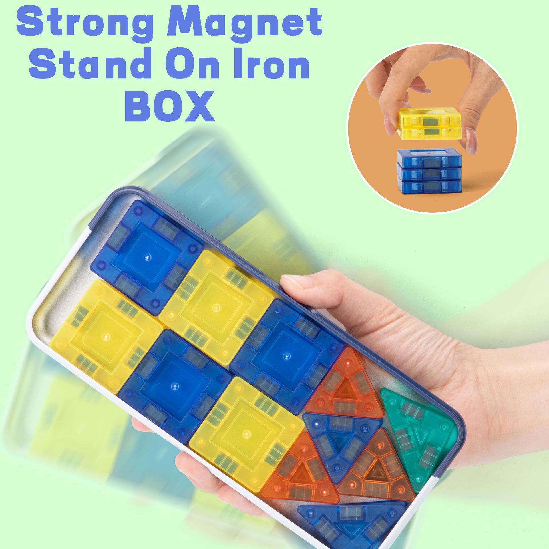 3.75cm Magnetic Tiles Portable Storage Colourful Window Magnetic Iron Box Set Magnetic Educational Toy