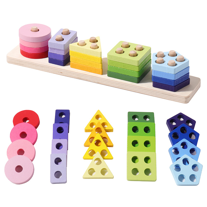CE, EN71, CPC certified wooden pillar sets for children Montessori early childhood educational toys