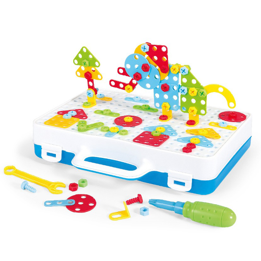 New children's DIY assembly building blocks 3D stereo tool box toy