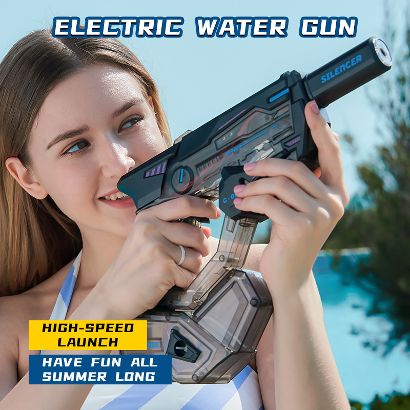 New Ice Mouse Ice Explosion Fire Spraying Version Electric Water Gun Children's High-speed Continuous Fire Linked Rewind Large-capacity Water Spraying Gun Toy