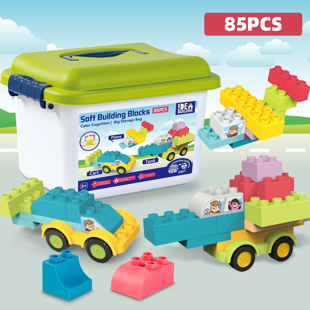 Hot selling children's toys baby creative educational building blocks assembly toys large particles educational three-dimensional building soft rubber blocks