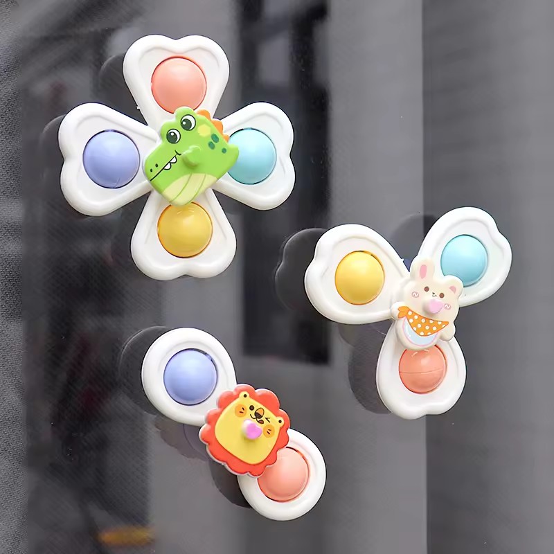 Baby cartoon suction cup rotating fun artifact on the table, help baby train grasping ability