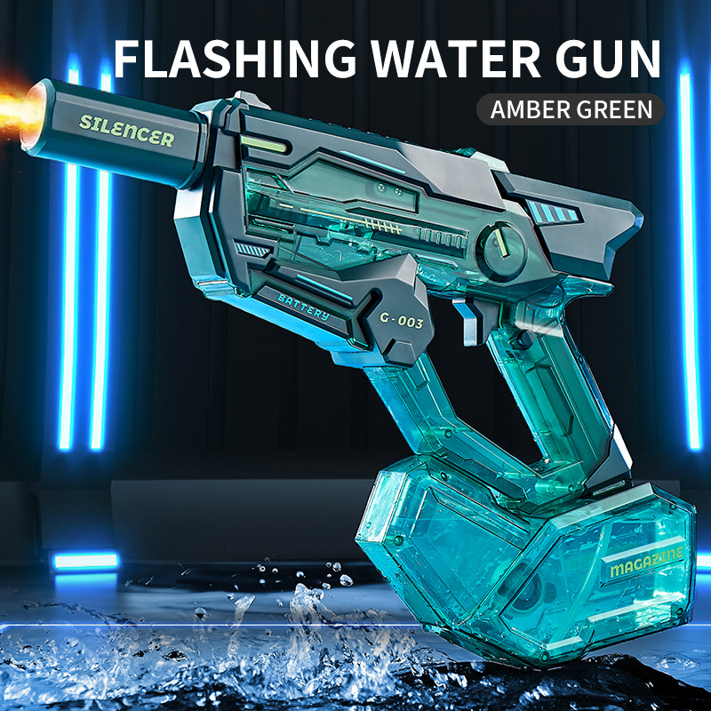 New Ice Mouse Ice Explosion Fire Spraying Version Electric Water Gun Children's High-speed Continuous Fire Linked Rewind Large-capacity Water Spraying Gun Toy