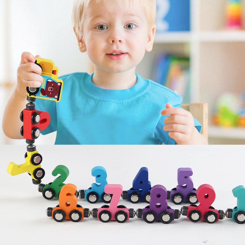 Magnetic 12-section train with numbers 0-10