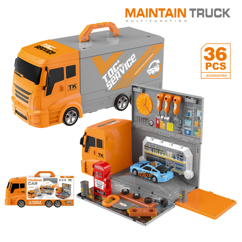 Hot selling luxury tool car set children's play house car gas station repair tool toy