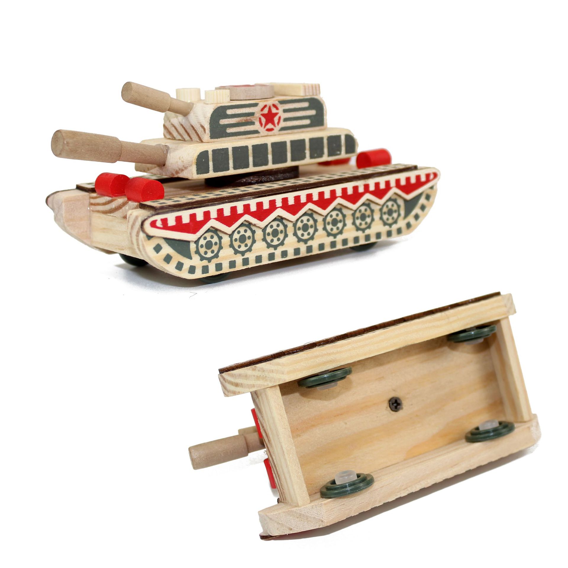 Mini colorful airplane rocket car helicopter tank missile car model wooden ornaments