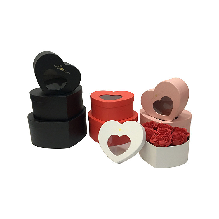 Juego de 3 Cajas Corazón con Ventana para Flores | Diseño Minimalista | Para Mayoristas