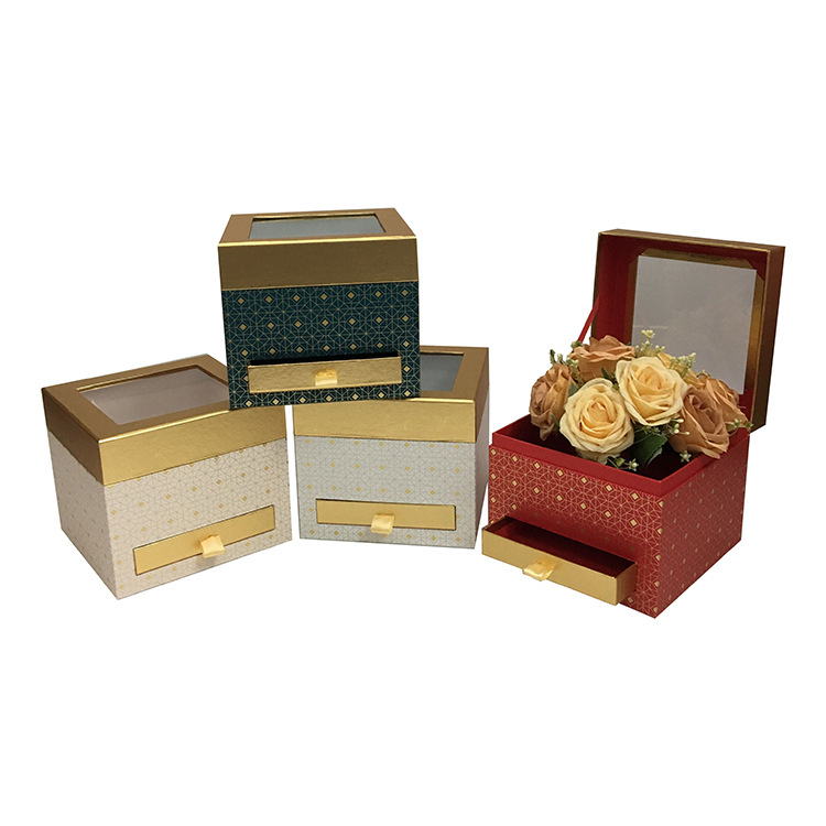 Caja Regalo con Cajón y Ventana de PVC | Diseño Cuadrado | EN STOCK | Para Mayoristas