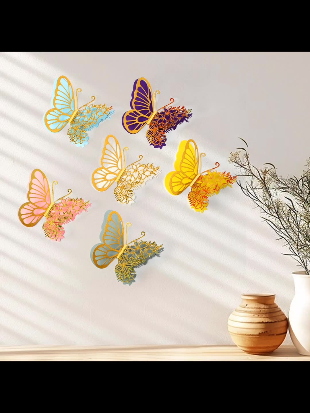 Mariposas Metálicas 3D de Doble Capa para Decoración - Acabado Imitación Metal y Diseño Calado Laser - Ideal para Bodas, Eventos y Paredes - Venta al por Mayor para Exportación