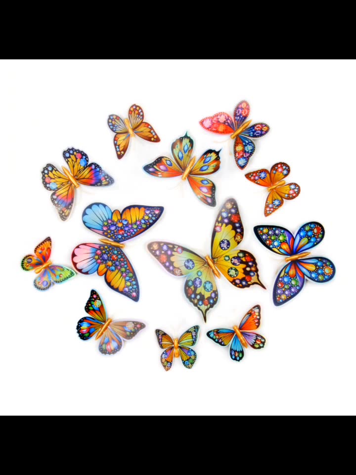 Lote de 12 Mariposas 3D Realistas para Decoración - Adhesivos Creativos para Paredes de Habitación Infantil - Ideales para Cuartos de Niños y Guarderías - Venta al por Mayor