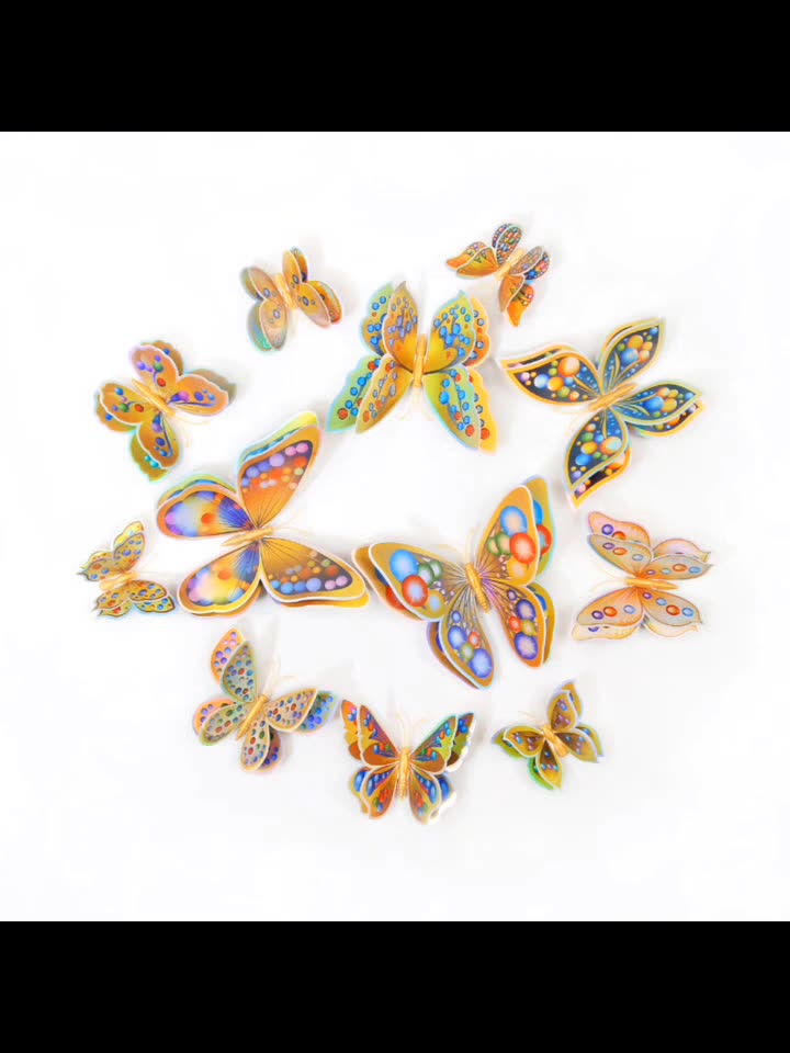 Lote de 12 Mariposas Magnéticas 3D de Doble Capa - PVC Colorido de Alta Calidad - Adhesión Fuerte y Reutilizable - Para Decoración de Hogar y Negocios - Venta al por Mayor