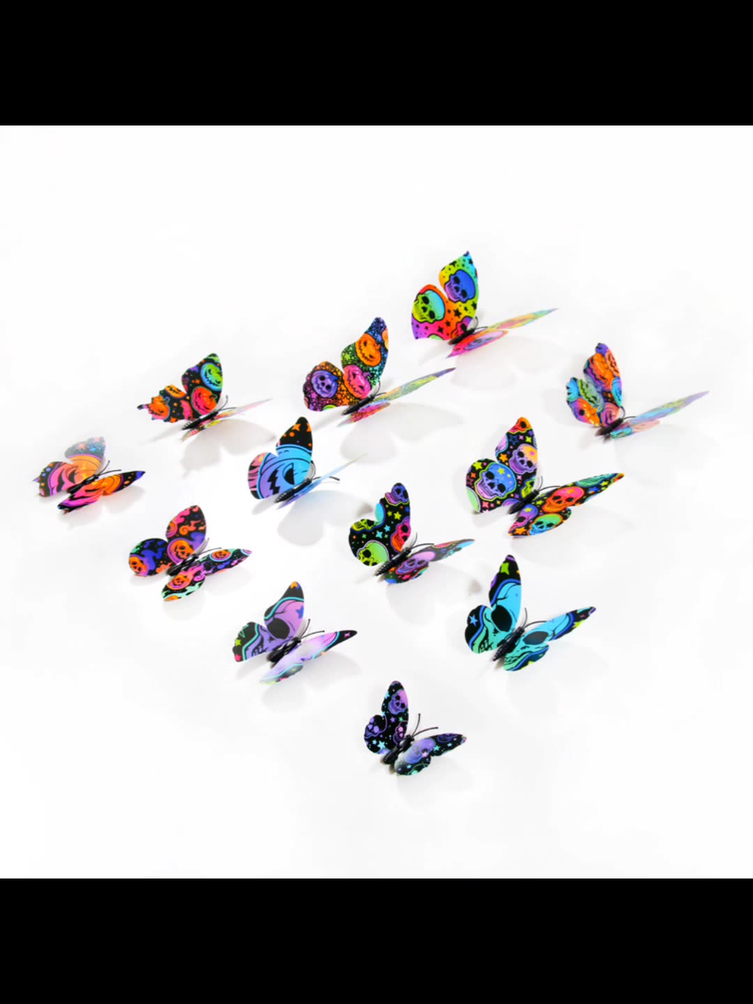 Mariposas de PVC para Halloween - Decoración Tenebrosa y Elegante para Pared - Kit para Fiestas Temáticas y Decoradores - Modelo 3D con Diseño de Calavera/ Araña