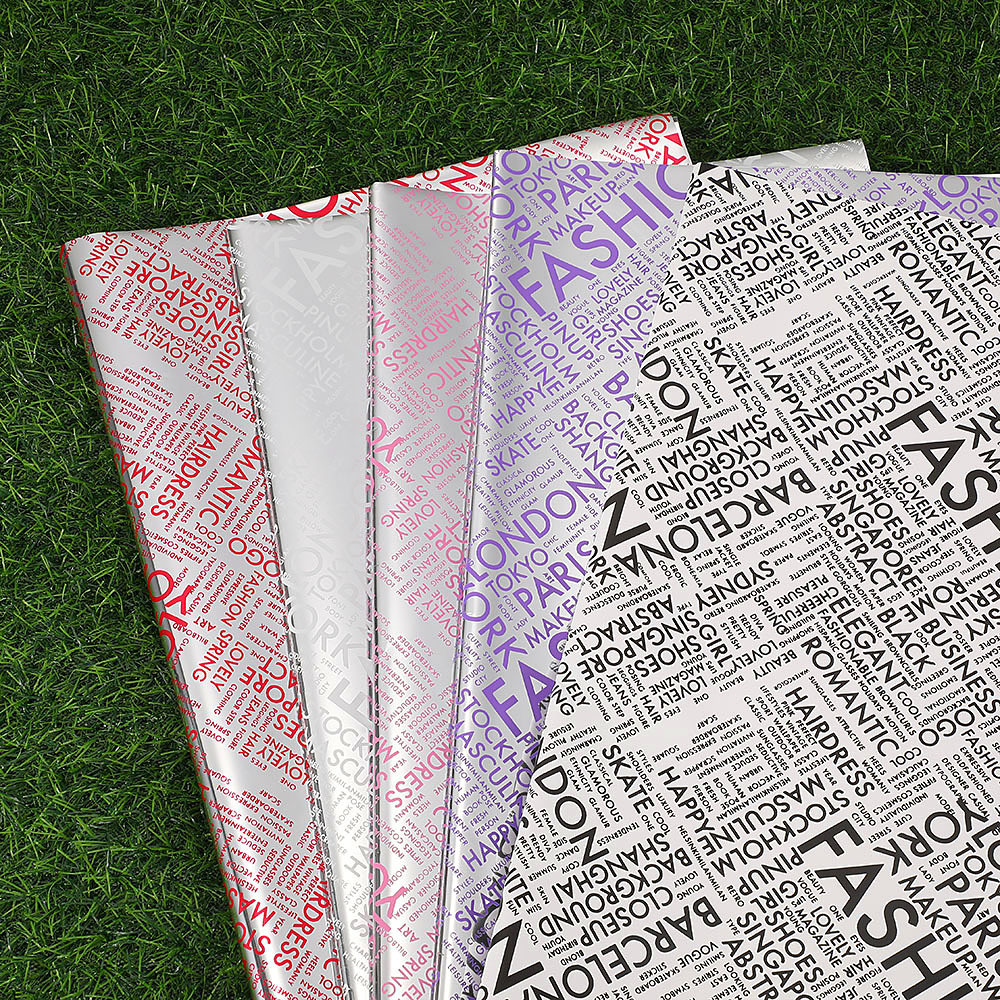 Papel para Flores Estilo Coreano con Estampado Inglés - Superficie Mate Impermeable - Diseño Moderno para Bouquets - Venta al por Mayor para Florerías