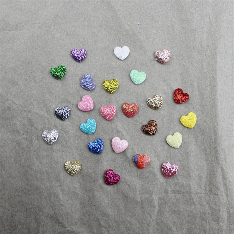 Corazones Mini Brillantes de 1cm con Purpurina - Componentes para Fabricación de Accesorios de Pelo, Calcetines, Juguetes de Peluche y Manualidades - Proveedor Mayorista