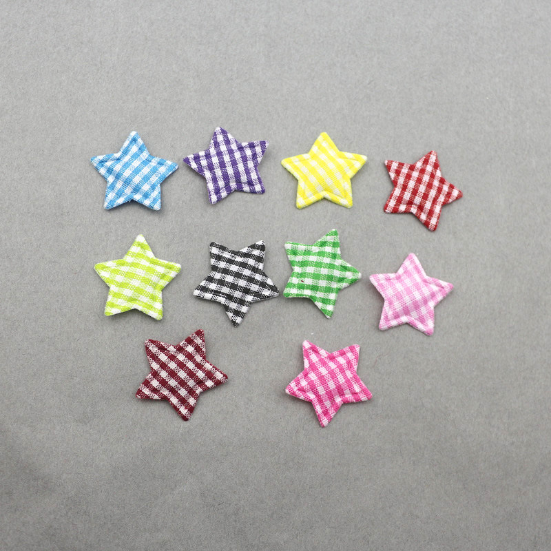 Estrellas de Tela de Cuadros de 2.5cm con Estampado - Componentes para Repostería, Accesorios de Pelo y Manualidades - Proveedor Mayorista 