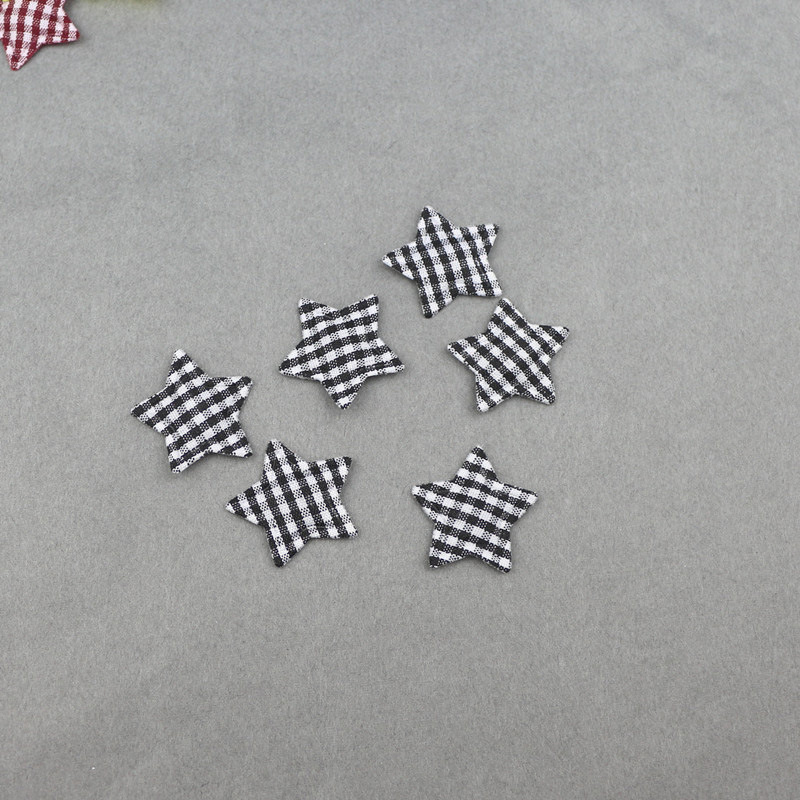 Estrellas de Tela de Cuadros de 2.5cm con Estampado - Componentes para Repostería, Accesorios de Pelo y Manualidades - Proveedor Mayorista 