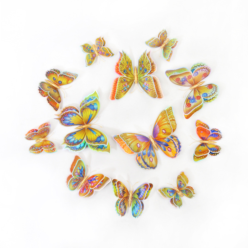 Mariposas Adhesivas de PVC de Doble Capa 3D - Decoración para Pared de Sala y Fondos Creativos - Ideal para Proyectos DIY y Decoradores - Venta por Lotes al Mayoreo