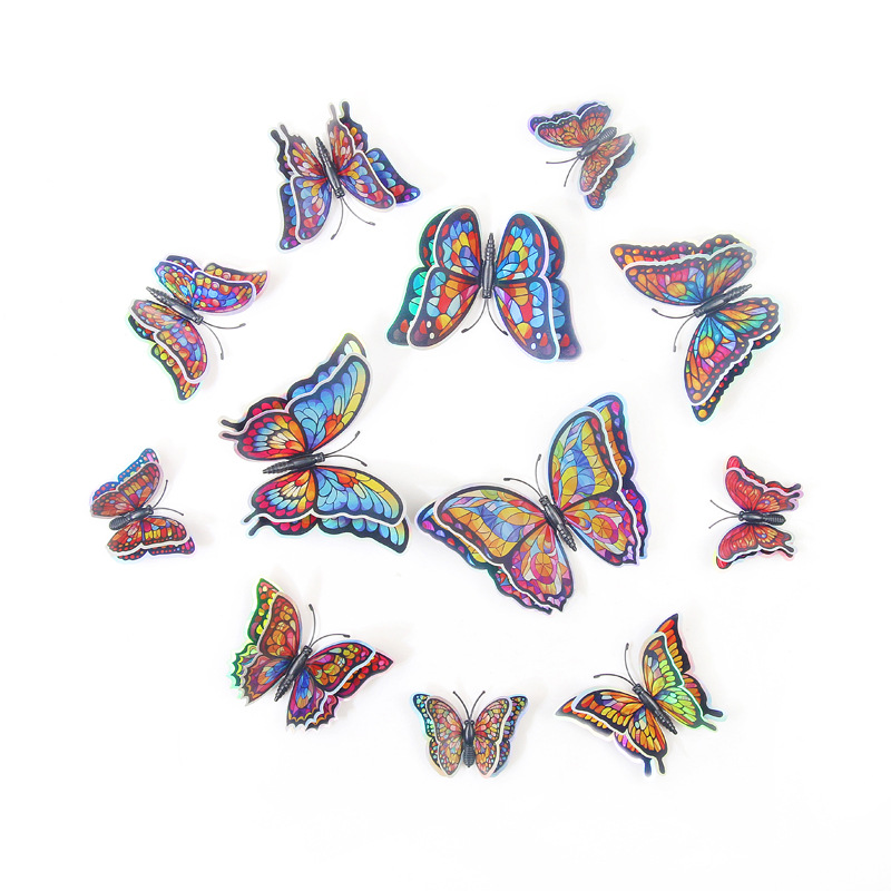 Lote de 12 Mariposas Magnéticas 3D de Doble Capa - PVC Colorido de Alta Calidad - Adhesión Fuerte y Reutilizable - Para Decoración de Hogar y Negocios - Venta al por Mayor