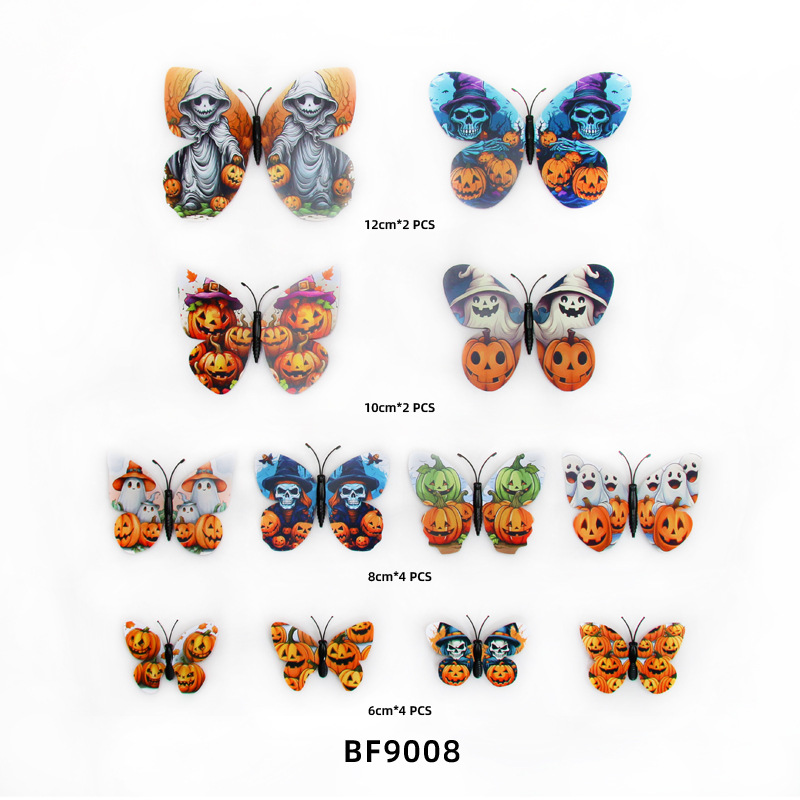 Mariposas de PVC para Halloween - Decoración Tenebrosa y Elegante para Pared - Kit para Fiestas Temáticas y Decoradores - Modelo 3D con Diseño de Calavera/ Araña