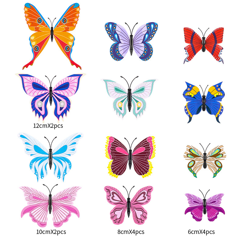 Mariposas de PVC 3D de Doble Capa para Pared - Decoración de Sala con Colores Vibrantes - Adhesivos Creativos para Fondos y Mayoristas