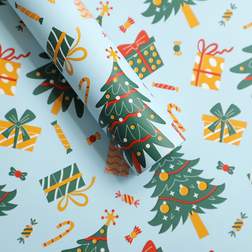 Papel para Regalos de Fiesta Navideña con Estilo Retro - Diseño Vintage para Flores y Regalos - Suministro Exclusivo para Mayoristas - Temporada Festiva 2025