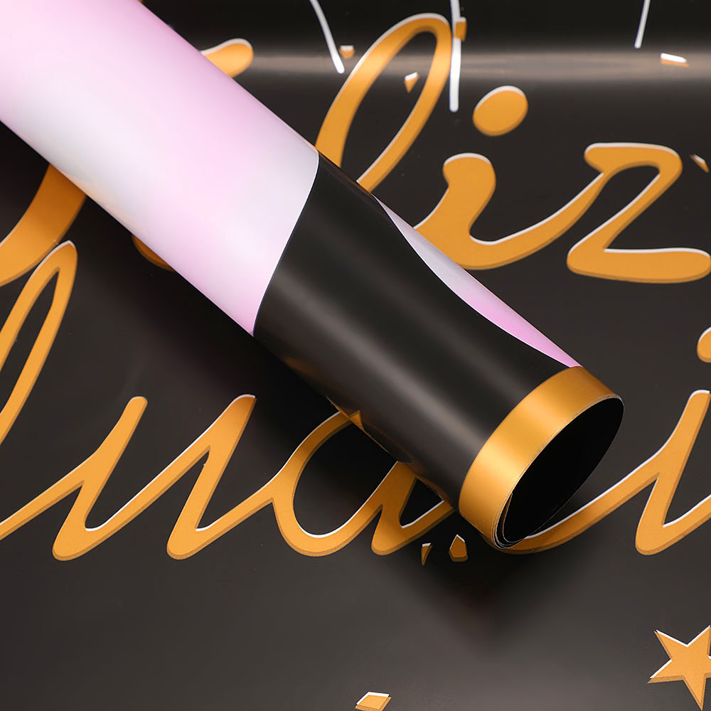 Papel para Flores 'Nosa' con Borde Dorado - Estilo Europeo/Americano Moderno - Papel Impermeable de Lujo para Floristerías y Eventos - Venta al por Mayor