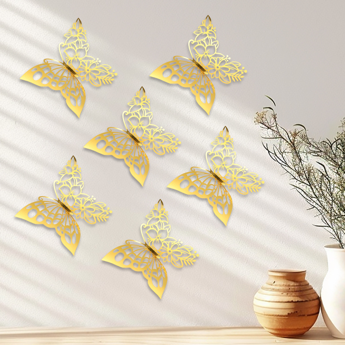 Mariposas Adhesivas Gigantes 28CM - Lote para Mayoristas - Diseño Tridimensional y Calado - Ideal para Decoración de Paredes, Eventos y Vitrinas Comerciales