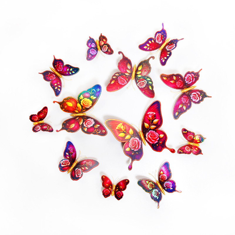 Lote de 12 Mariposas 3D de Doble Capa para Pared Infantil - Diseño Realista y Divertido - Decoración Creativa y Segura para Habitación de Niños - Venta por Lotes para Mayoristas
