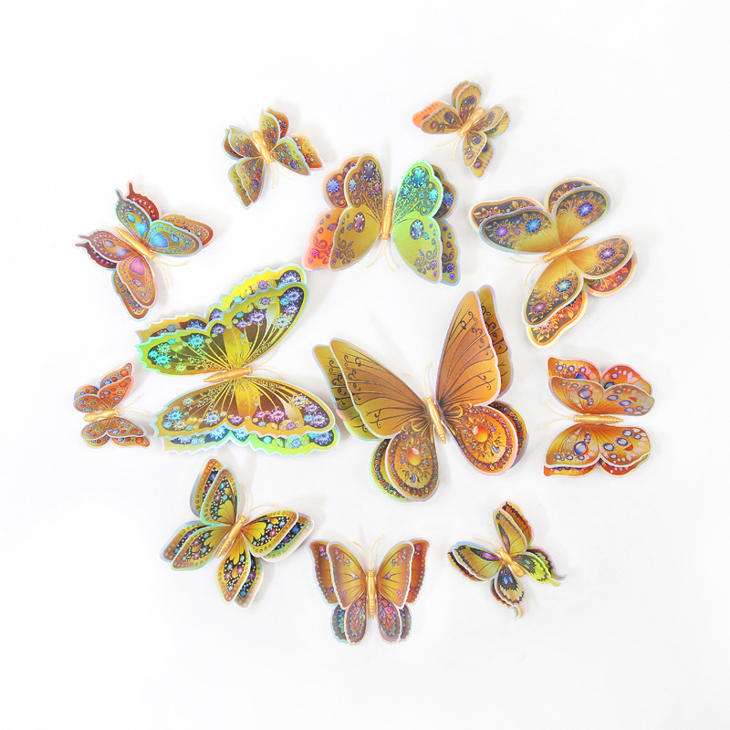 Mariposas Adhesivas de PVC de Doble Capa 3D - Decoración para Pared de Sala y Fondos Creativos - Ideal para Proyectos DIY y Decoradores - Venta por Lotes al Mayoreo