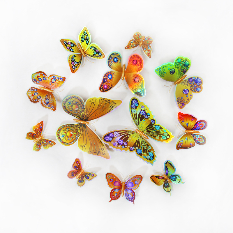 Lote de 12 Mariposas 3D Realistas para Decoración - Adhesivos Creativos para Paredes de Habitación Infantil - Ideales para Cuartos de Niños y Guarderías - Venta al por Mayor