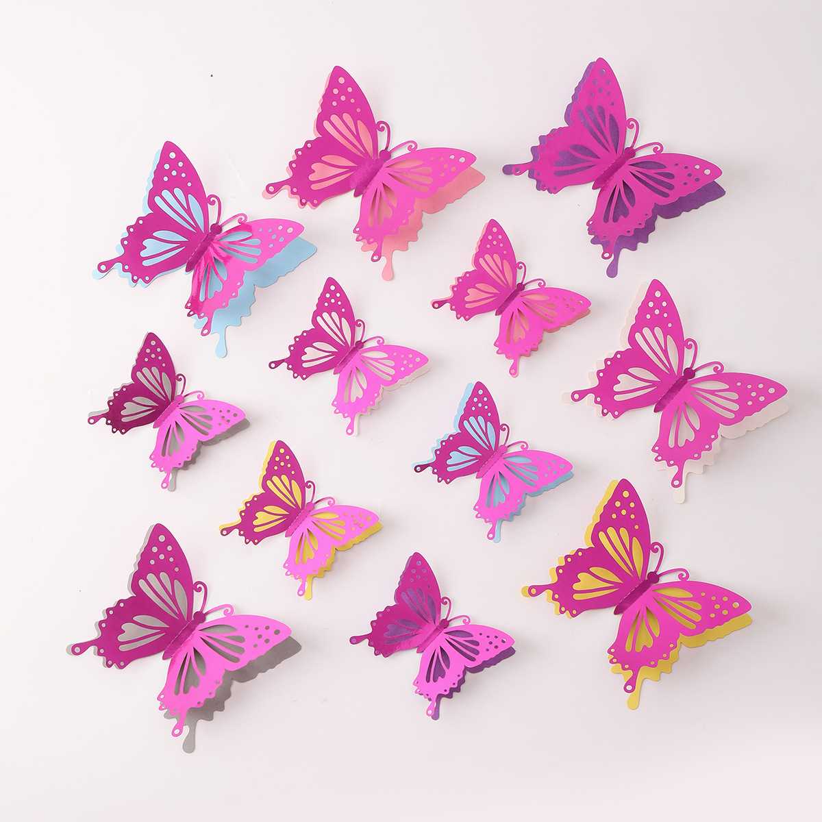 Mariposas Adhesivas 3D con Acabado Metálico - Diseño Calado y Colores Elegantes - Decoración Moderna para Pared de Sala y Comercios - Para Mayoristas y Diseñadores de Interiores