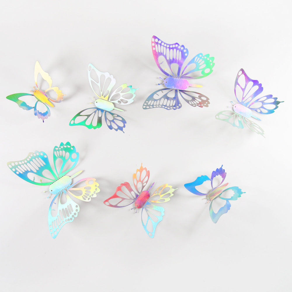 Lote de 12 Mariposas Adhesivas Caladas 3D para Exportación - Decoración Artística para Paredes y Fiestas - Colores Vibrantes para Hogares y Mayoristas