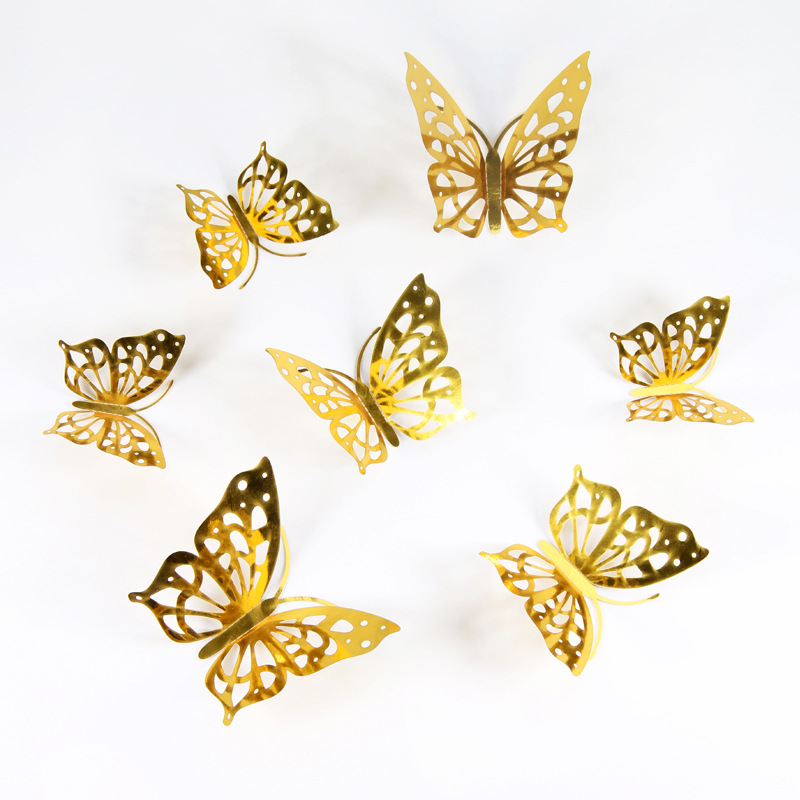 Mariposas Metálicas 3D Caladas para Amazon FBA - Decoración de Pared para Sala con Diseño de Lujo - Adhesivos Creativos con Acabado de Imitación Metal - Para Mayoristas