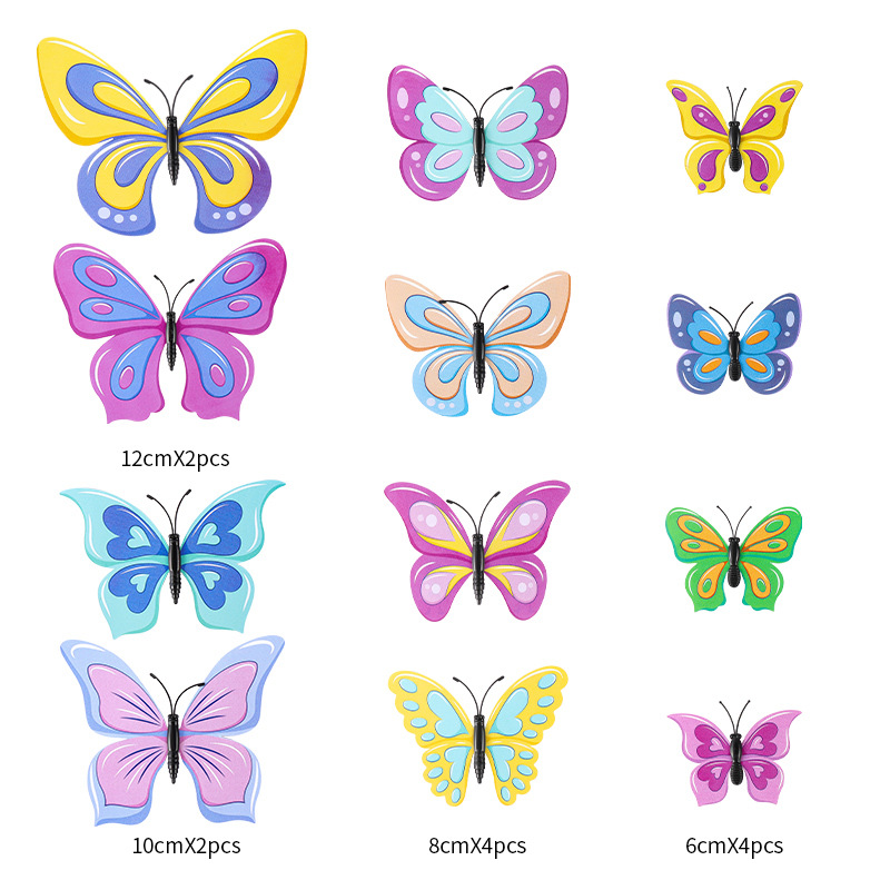 Mariposas de PVC 3D de Doble Capa para Pared - Decoración de Sala con Colores Vibrantes - Adhesivos Creativos para Fondos y Mayoristas