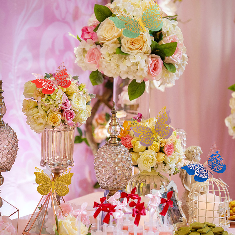 Lote de 6 Mariposas Adhesivas Caladas 3D para Exportación - Decoración Artística para Paredes de Fiestas - Colores Vibrantes para Hogares y Mayoristas Internacionales