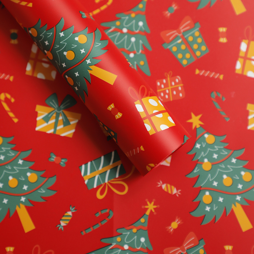 Papel para Regalos de Fiesta Navideña con Estilo Retro - Diseño Vintage para Flores y Regalos - Suministro Exclusivo para Mayoristas - Temporada Festiva 2025