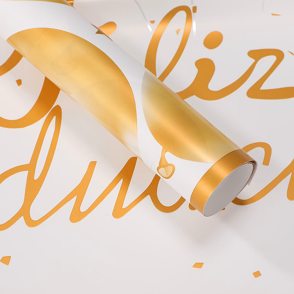 Papel para Flores 'Nosa' con Borde Dorado - Estilo Europeo/Americano Moderno - Papel Impermeable de Lujo para Floristerías y Eventos - Venta al por Mayor