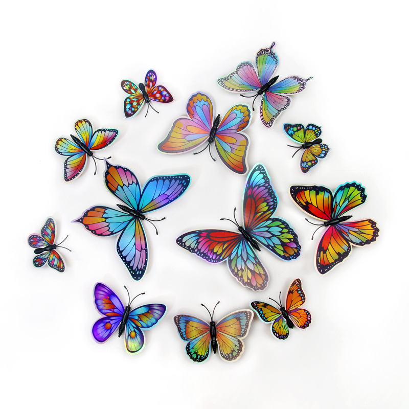 Mariposas Magnéticas de PVC de Alta Definición - Diseño 3D de una Capa con Imán - Reutilizables para Decoración de Pared y Puertas de Nevera - Venta por Lotes para Mayoristas