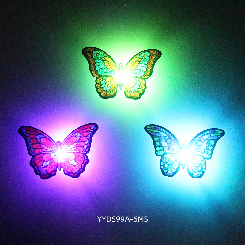 Mariposas Brillantes para Decoración de Pasteles - Base con Luz LED y Adhesivo - Para Fiestas, Cortinas y Mesas - Set para Mayoristas y Reposteros