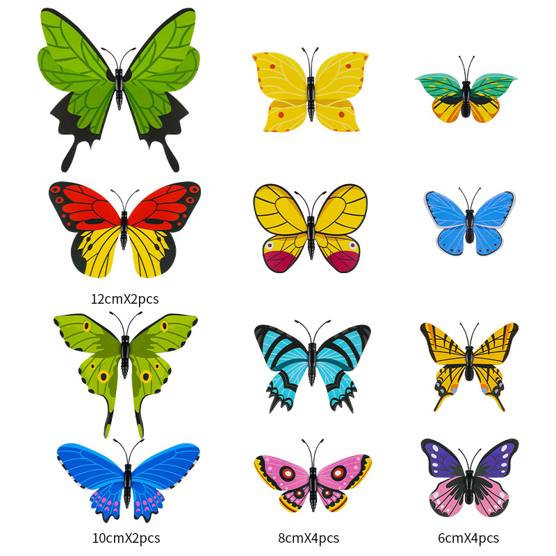 Mariposas de PVC 3D de Doble Capa para Pared - Decoración de Sala con Colores Vibrantes - Adhesivos Creativos para Fondos y Mayoristas