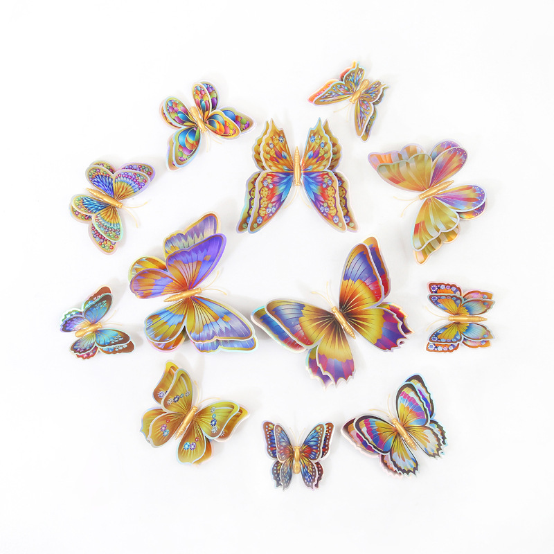 Mariposas Adhesivas de PVC de Doble Capa 3D - Decoración para Pared de Sala y Fondos Creativos - Ideal para Proyectos DIY y Decoradores - Venta por Lotes al Mayoreo