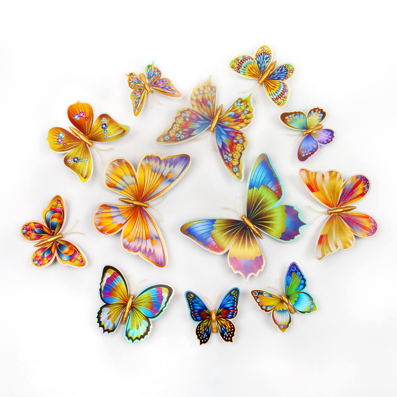 Lote de 12 Mariposas 3D Realistas para Decoración - Adhesivos Creativos para Paredes de Habitación Infantil - Ideales para Cuartos de Niños y Guarderías - Venta al por Mayor