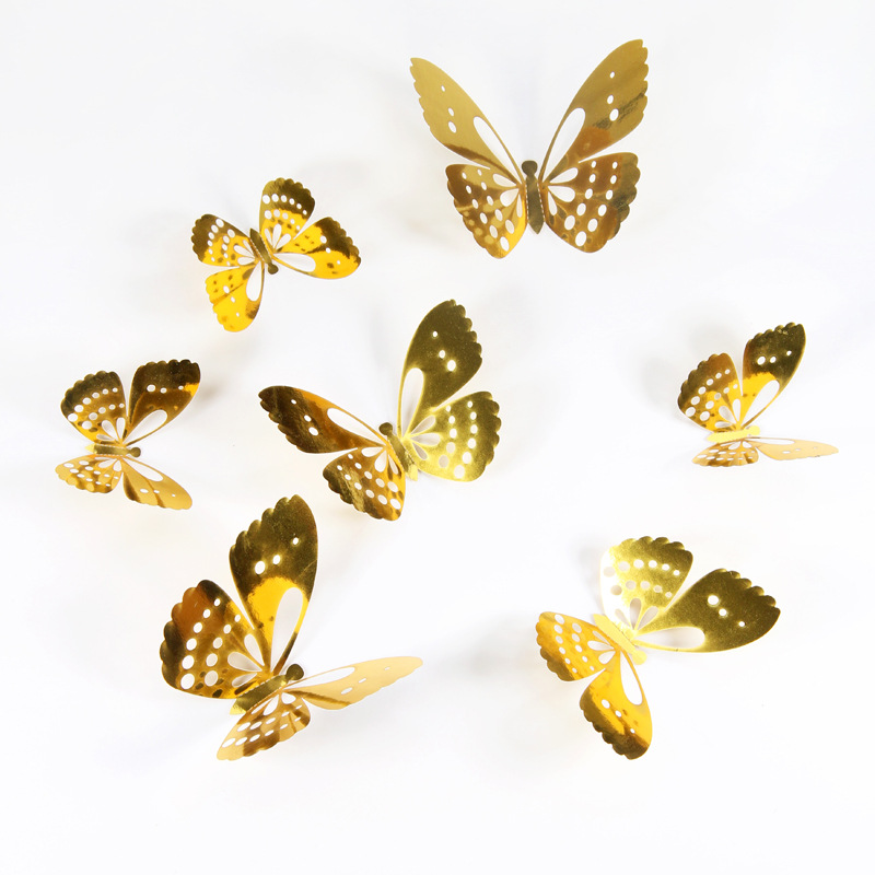Mariposas Metálicas 3D Caladas para Amazon FBA - Decoración de Pared para Sala con Diseño de Lujo - Adhesivos Creativos con Acabado de Imitación Metal - Para Mayoristas